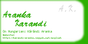 aranka karandi business card